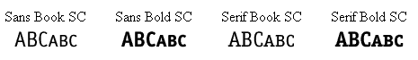 أربع أمثلة لخطوط تستخدم القيمة small-caps